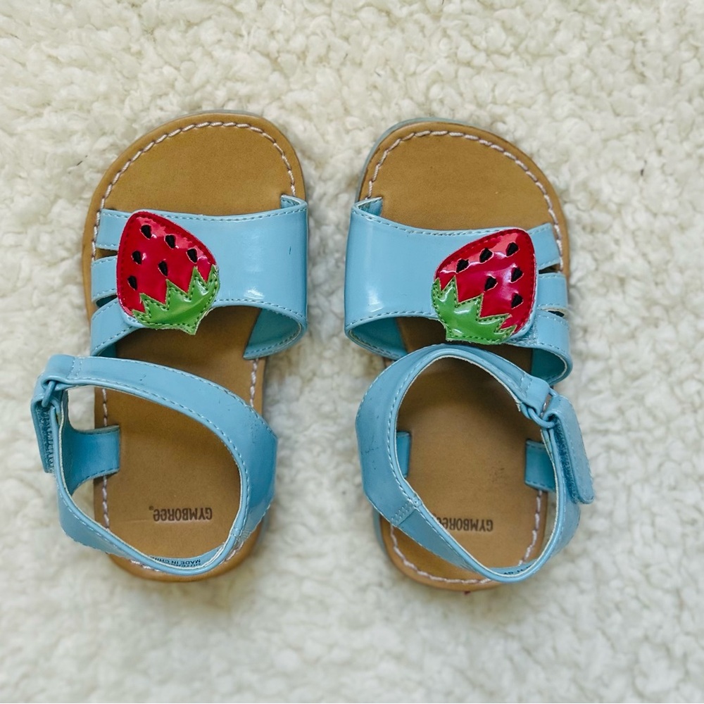 Gymboree BURST OF SPRING strawberry SANDALS shoes red blue GIRLS SIZE 7 HTF